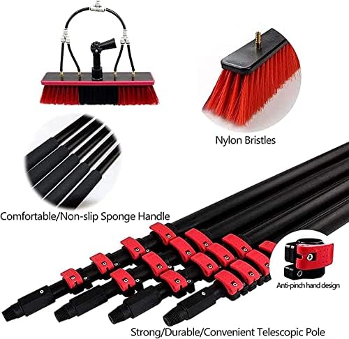Glass Cleaning Brush Home Water Fed Telescopic Pole Kit Solar Panel Brush Rotating for Photovoltaic Panel，Water Fed Pole Kit 3.6-11M Window Cleaning Pole Window Cleaning Brush Equipment Wind