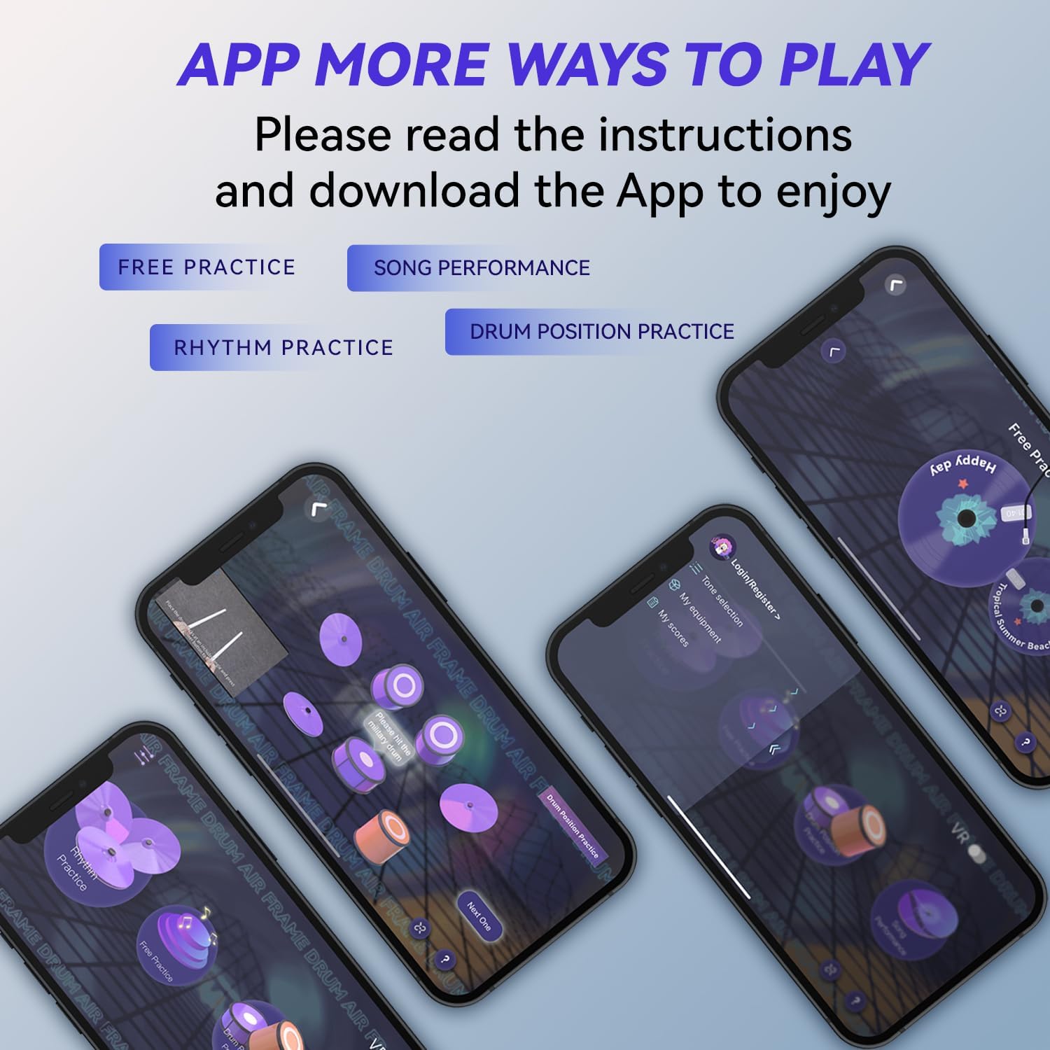 Electronic Drum Set Portable - Quiet Electric Drum Practice Set Air Drumsticks With 3.5mm Input, Drumming App Lessons Games, Storage Bag, Foot Pedal, Lanyard - with Step-by-Step Video Tutorials