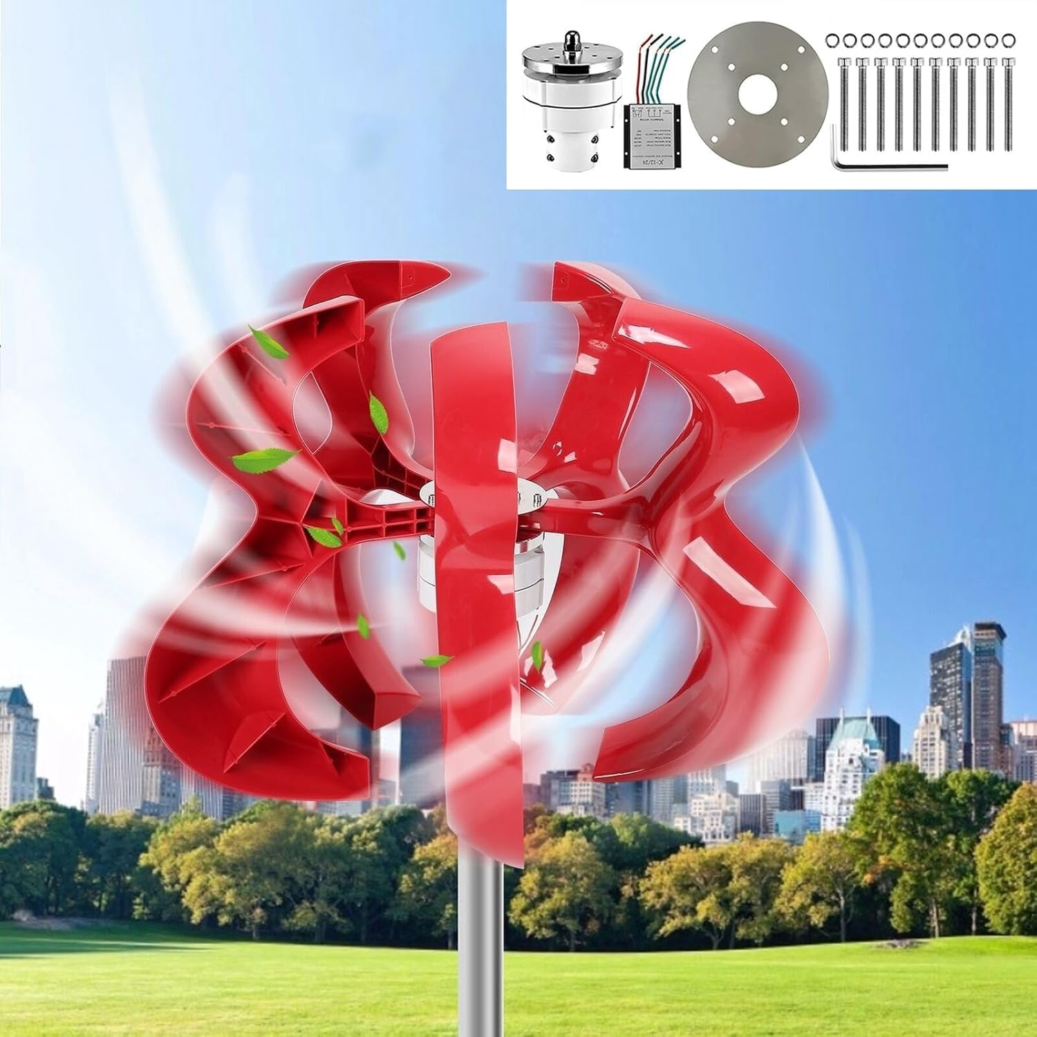 CAJUCA 9000W Wind Turbine Generator Kit Energy Windmill Vertical Axis Wind Turbine Generator Home Three-Phase AC Permanent Magnet