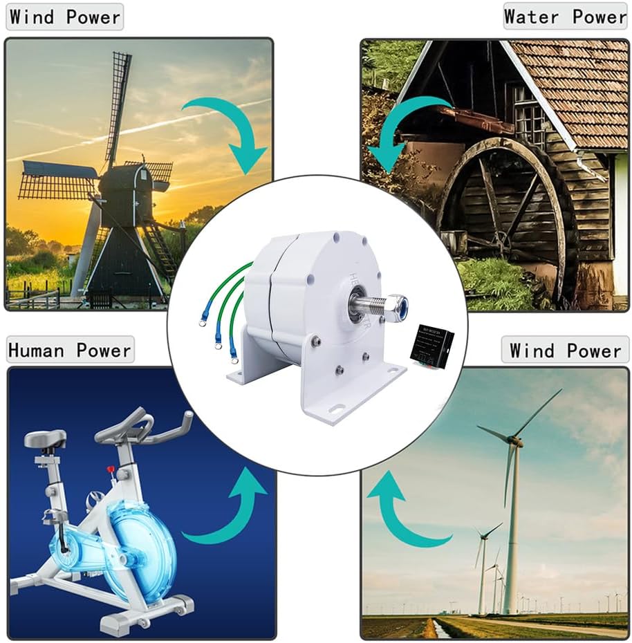 220v,HENGJINGTR 10000W 220V 550 Rpm Low Noise Wind Turbine Generator 12V 24V 48V AC Power Gearless Magnetic Dynamo Water Turbine Hydro Alternator (With Base)