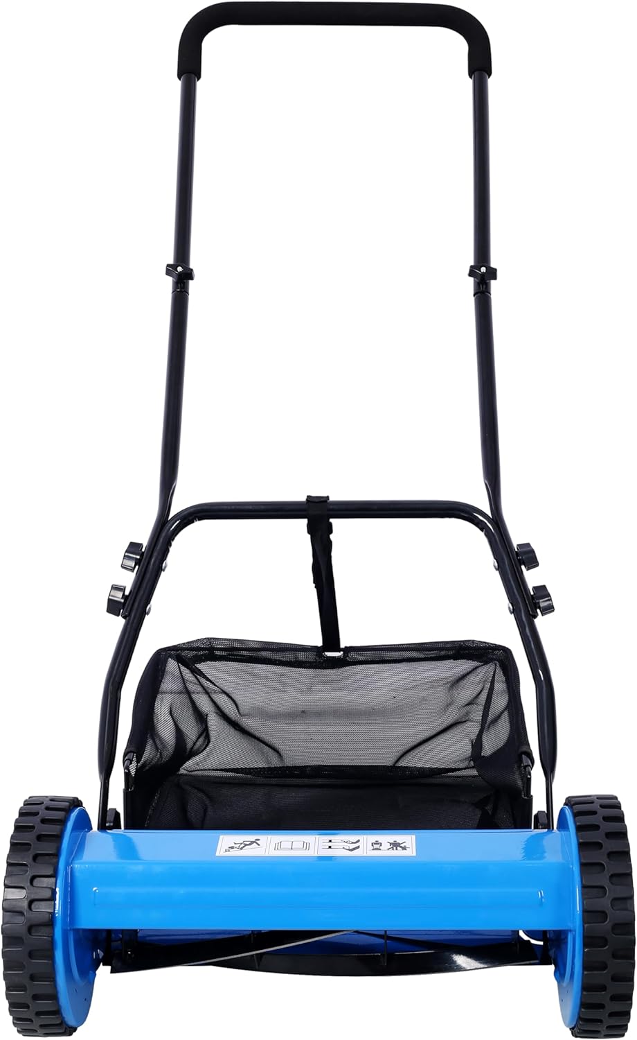 14 Inch Manual Lawn Mower Hand Push Reel Mower Grass Cutter Mower with Adjustable Blade Height 5-Blade and Grass Catcher for Lawn Mowing Blue