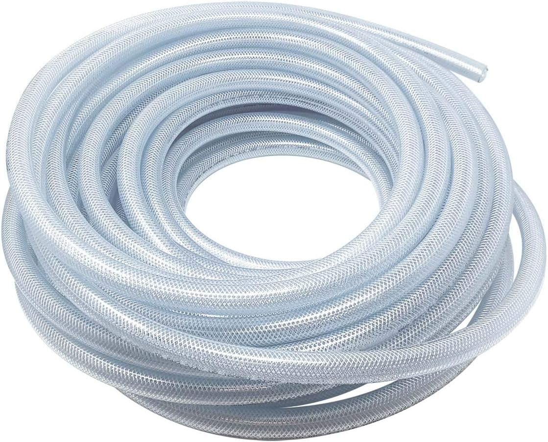 Gloxco Clear Braided PVC Tubing, Food Grade, Heavy Duty Reinforced Hose, 3/4