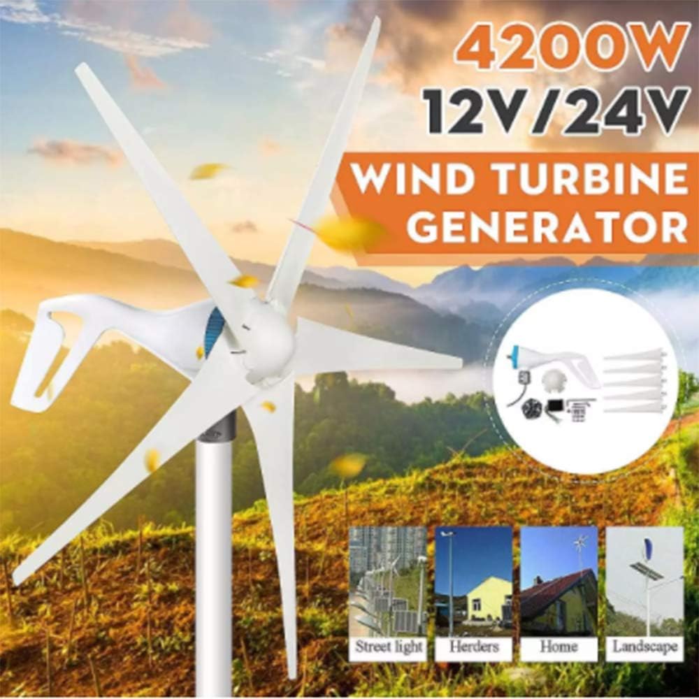 5 Blades Horizontal Wind Generator S3 Wind Turbines Generator Windmill Energy Turbins Charge with Controller for Home Camp 4200W,24v