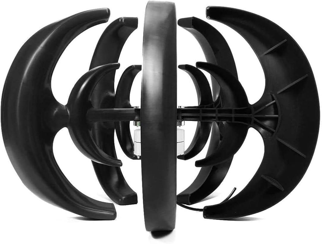 LiuSj JUnSt 8000W Vertical Axis Wind Turbines, Black Generator Lantern 5 Blades Motor Kit Windmill Energy Charge Turbines for Home Outdoor Camping