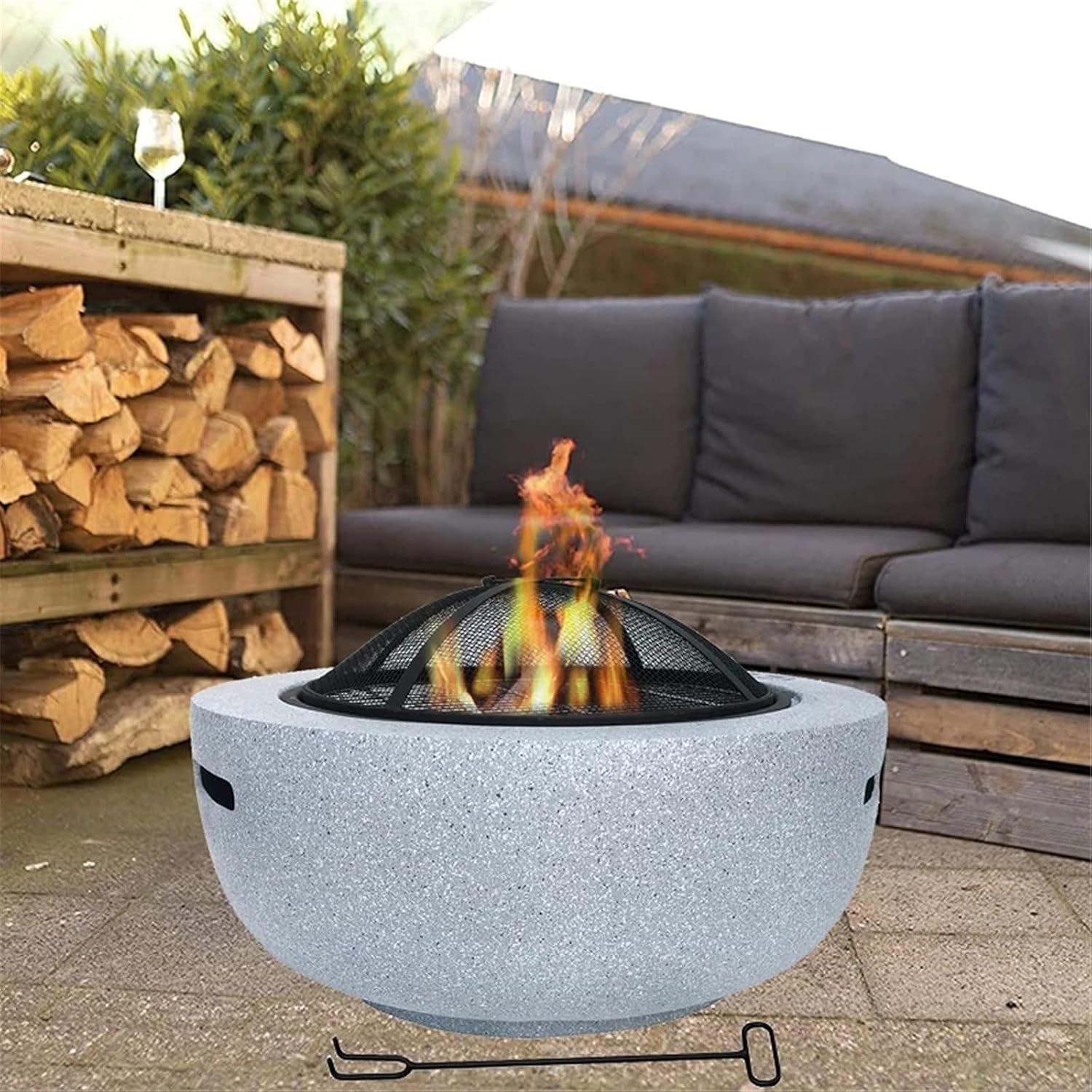 Outdoor Brazier Outdoor Party Stove Firewood Basin Villa Grill Courtyard Fireplace Multi-Function Barbecue Grill BBQ Fire Pit Portable Burning Brazier