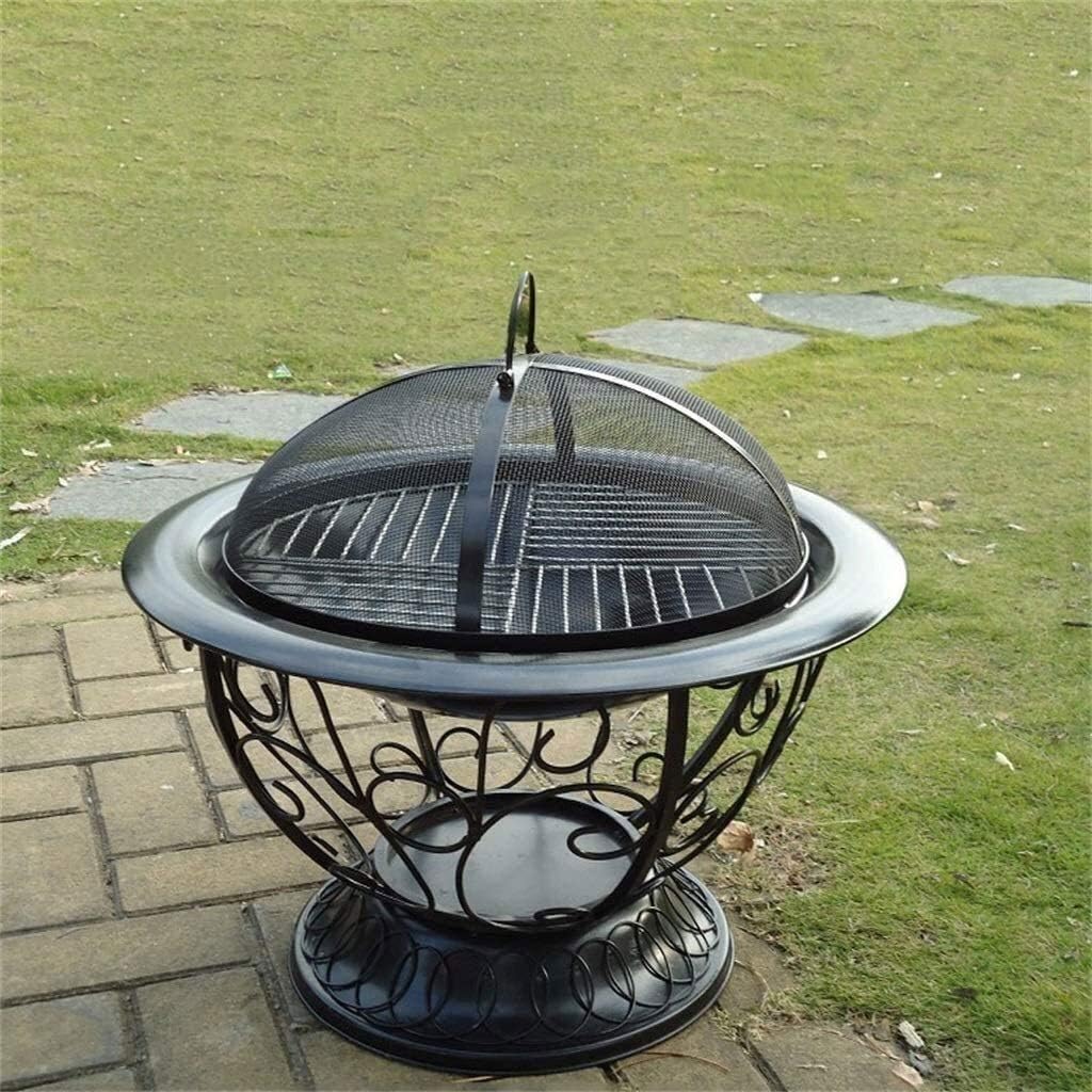 Fire Pits Outdoor Wood Burning Home Durable Round Steel Wood Burning Outdoor Patio Fire Pit with Spark Screen Guard