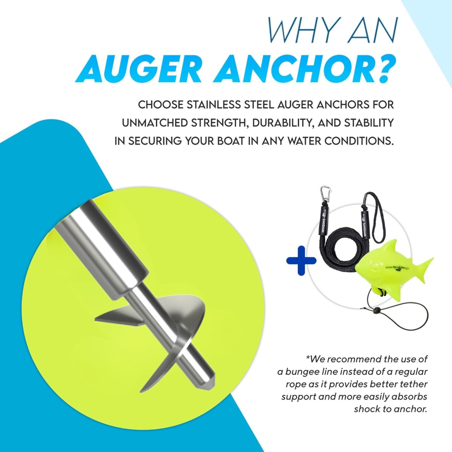 SandShark Anchor - Premium Screw in Boat Anchor, Pontoon Boat Anchor, Stainless Steel Shallow Water Anchor Pole, Sand Anchor w/Case - Essential Pontoon Boat Accessories