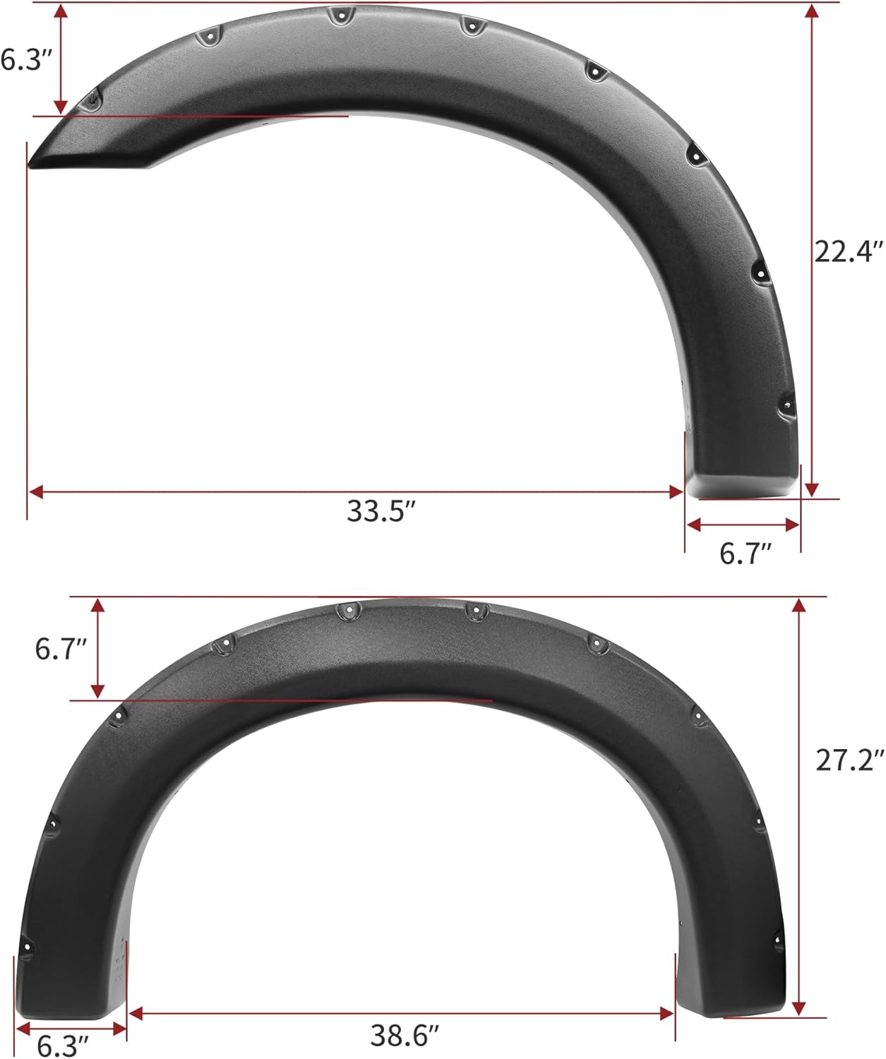 LEDKINGDOMUS Fender Flares Kit Compatible for 1999-2007 Ford F-250 / F-350 / F-450 Super Duty, UV Protected Dura-Flex Material Smooth Black Finish Front Rear Fenders Pocket Rivet Style 4pcs