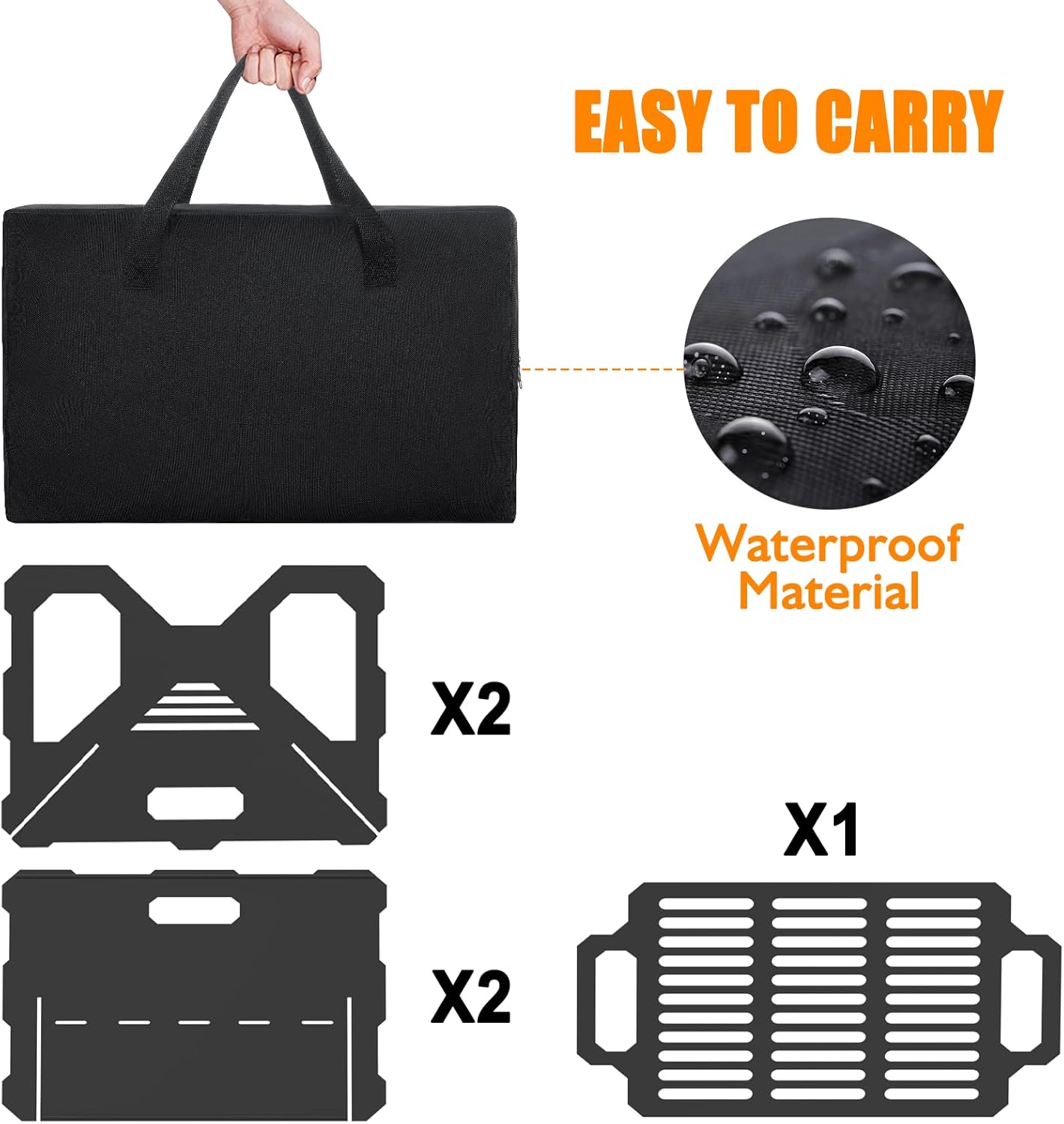 ACCPO Fire Pit 20 inch Outdoor Portable 2 in 1 Wood Burning Fire Pit Heavy Duty Steel Fire Pit for Patio & Backyard Bonfire BBQ Camping Grill Grate (Black)