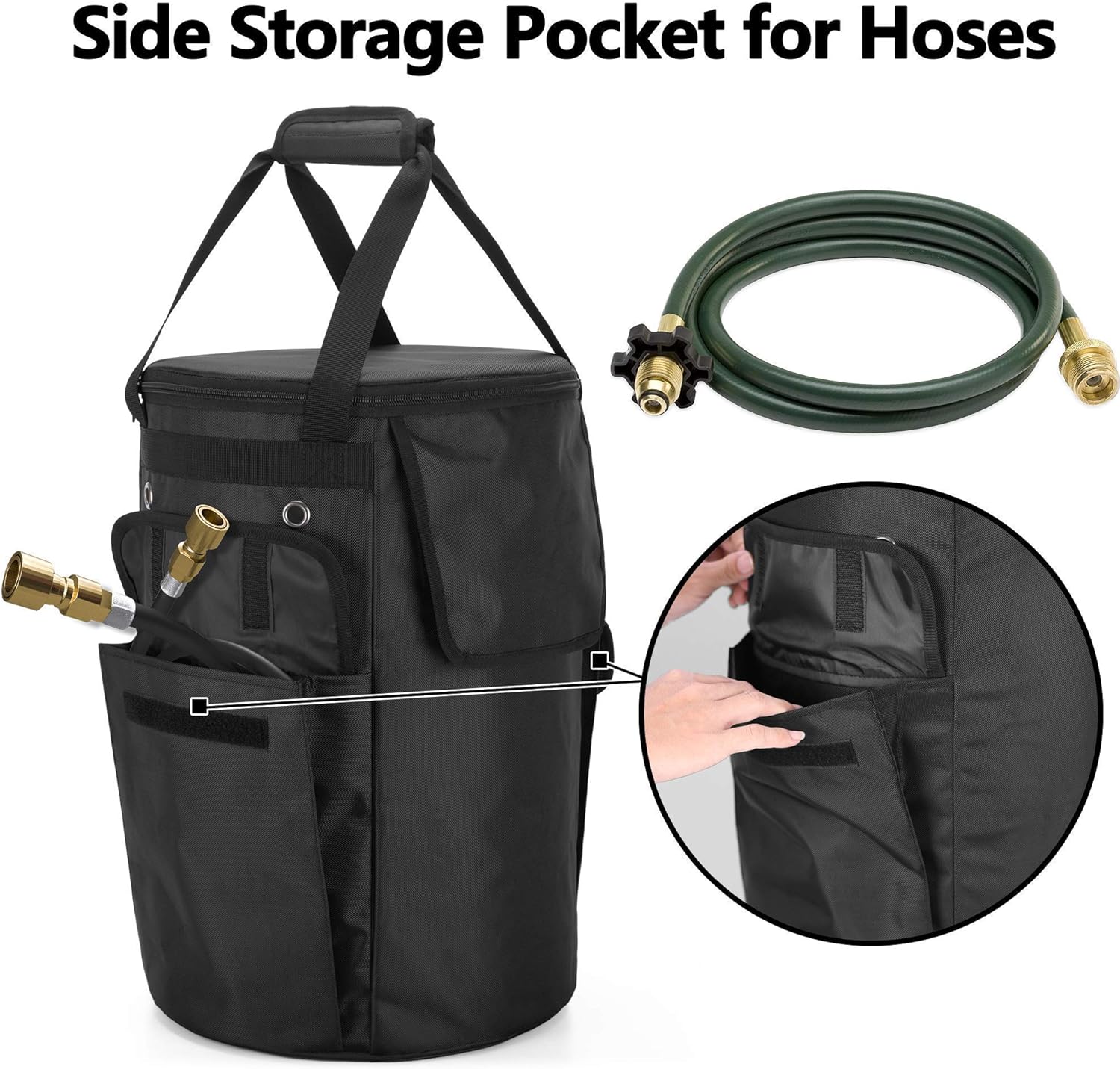 SAMDEW 24-Inch Outdoor Fire Pit Bag and 20lb Propane Tank Case, Black, Bag Only