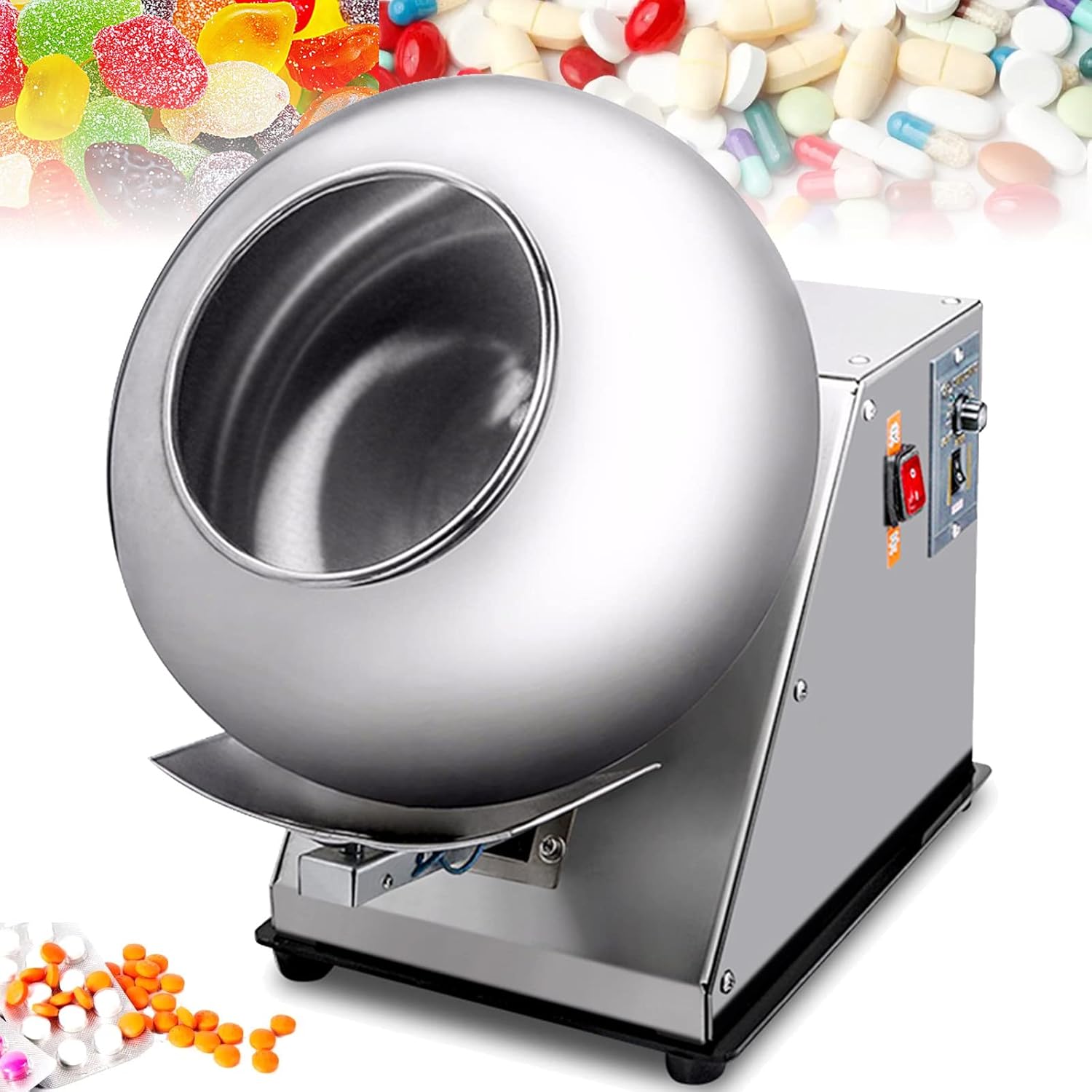 Sugar Coating Machine, Small Commercial Mini Chocolate Panning Machine, Sugar Coating Pan Table Top Small Commercial Mini Chocolate Panning Machine,220V