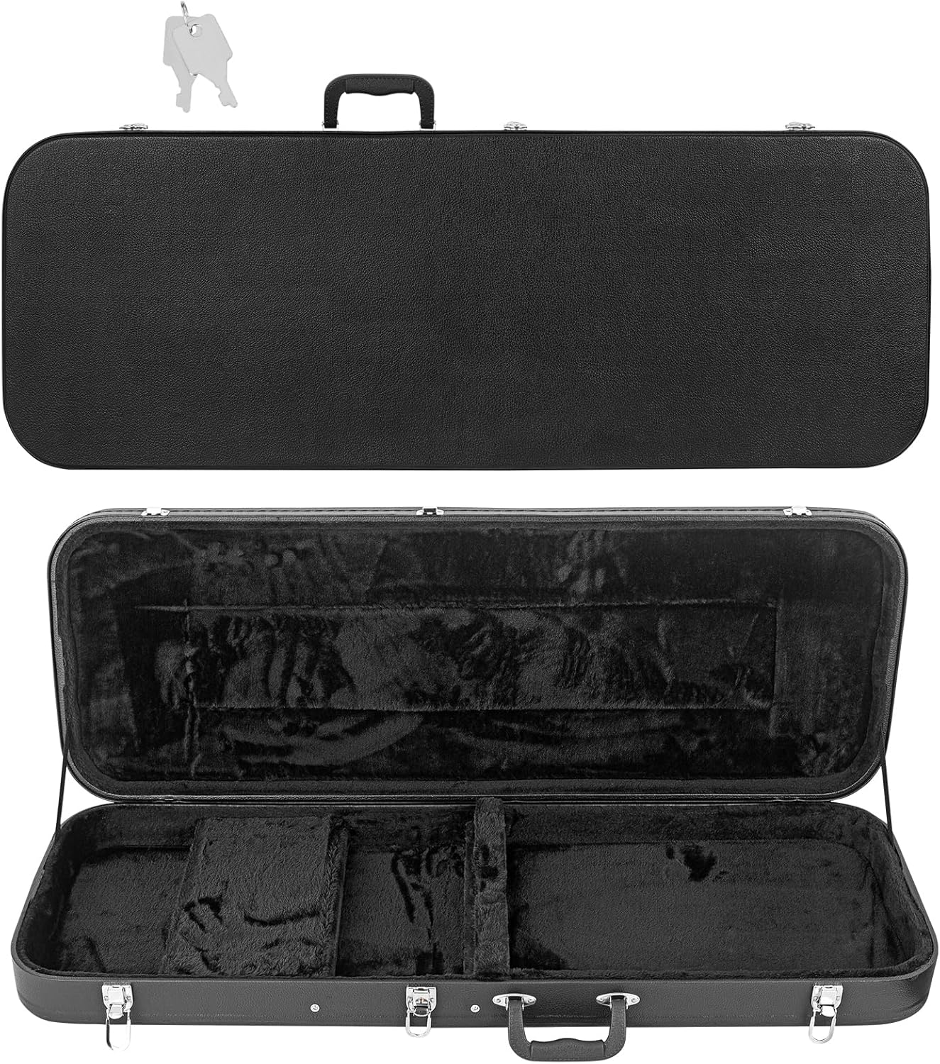 LETSROCK Electric Guitar Hard Shell Case, 39-Inch Standard Electric Guitar Hardshell Carrying Case for KST/KTL/170 Model with Lock Latch Padding (Black)