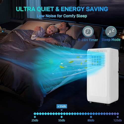 10,000 BTU Portable Air Conditioner - Cools Up to 450 Sq.Ft, 4-in-1 AC Unit with Remote Control & Window Kit, 24-Hour Timer, Energy Efficient, Quiet Operation for Rooms, Home, Office