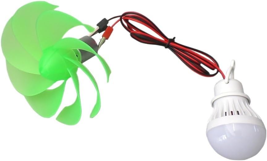 Wind Generator, 10Pcs Mini Wind Motor Blade with Bulb DIY Kit Power Alternative Energy Generator Electrical Equipment,Wind Turbines