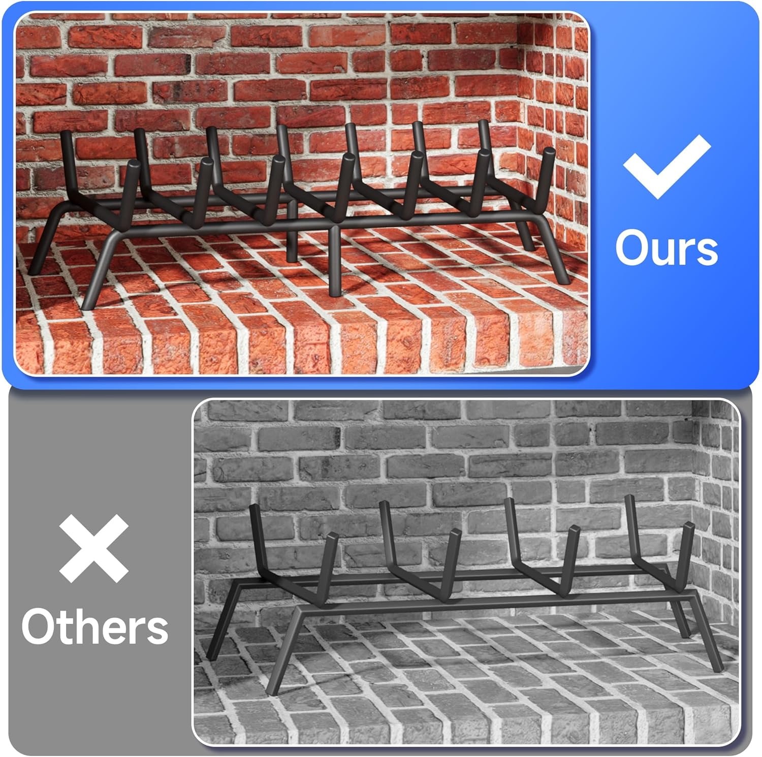 Fireplace Grate 27 Inch, Firewood Log Holder Rack, Heavy Duty Fire Wood Stove Grates for Indoor Outdoor Camping Chimney Hearth Burning Fireplace Accessories Tools