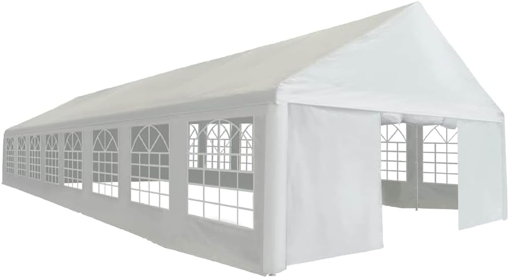 Party Tent, Pergola Outdoor Gazebo Canopy Tent Summer House for Rasen Deck Garten Hinterhof PE 19.7'x52.5' White