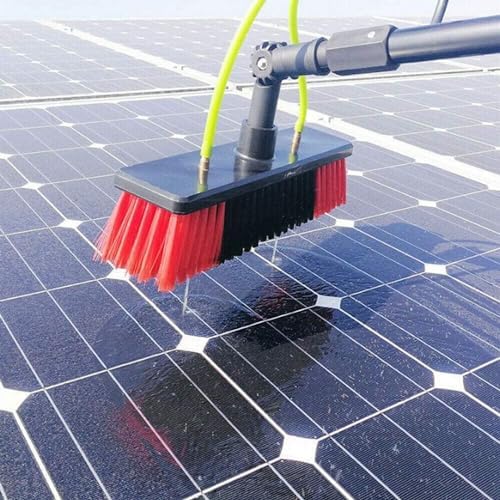 Glass Cleaning Brush Home Water Fed Telescopic Pole Kit Solar Panel Brush Rotating for Photovoltaic Panel，Portable Water Spray Brush Set, Extendable Window Cleaning Pole Cleaner Kit, Swimmin