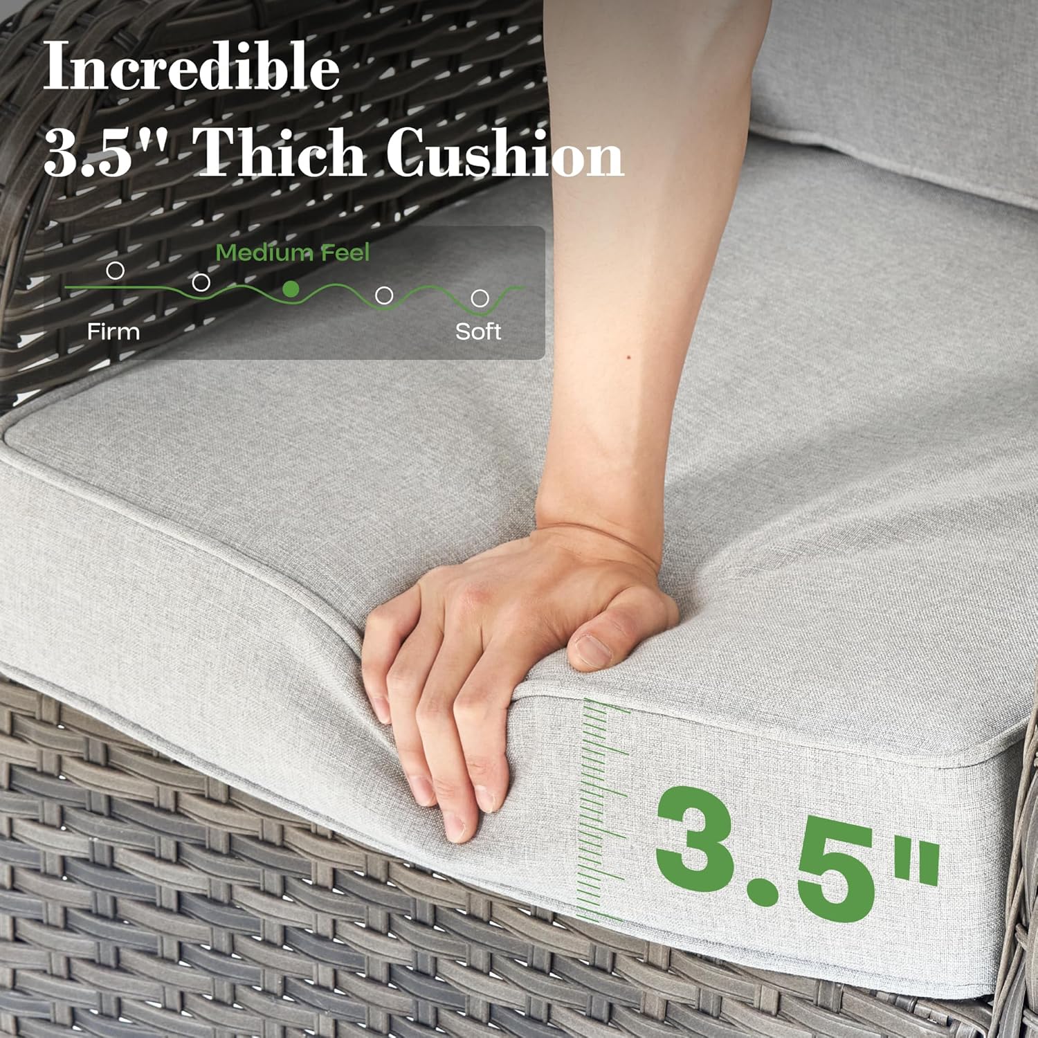 7 Pieces Patio Furniture Set with Fire Pit Table,Outdoor Furniture with Swivel Rocking Chairs,Outside Wicker Conversation Sets with Comfy Cushions,Grey