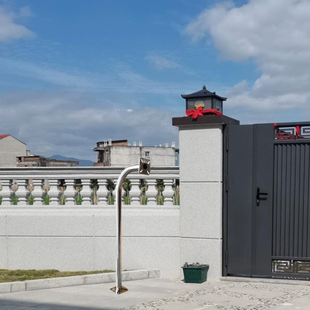 Gooseneck Keypad Stand，Heavy Duty Stainless Steel Universal Access Control Mounting Post Keypads，42” Height， 4.1” x 4.1”， 5” x 5” Universal mounting Plates， Other Access Control Accessories