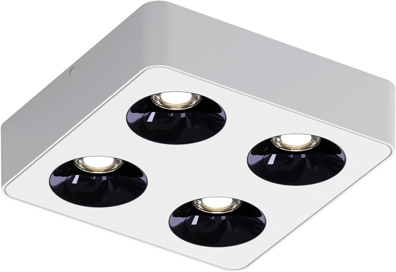 JAYMP Square Modern LED Ceiling Spotlight 3000K Dimmable White Surface Mount Focus Down Light for Living Room Hallway Lanudry Room (White, Quadruple Lamp)