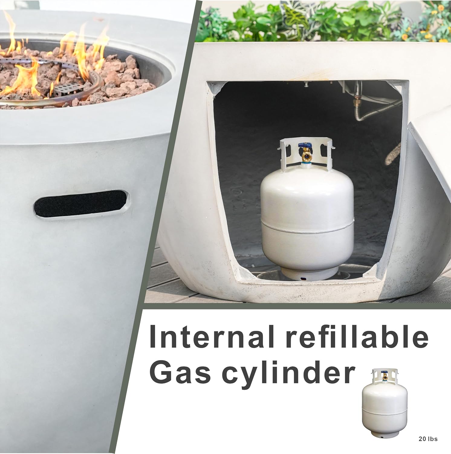 2 in 1 Outdoor Fire Table with 50000 BTU Burner, 36