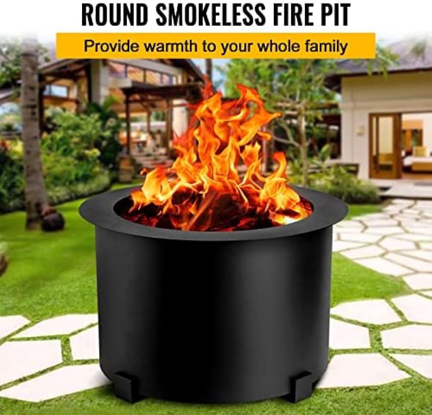 Smokeless Fire Pit, Stainless Steel Stove Bonfire, Large Diameter Wood Burning Pits, Outdoor Stove Bonfire Fire Pit, Portable Smokeless Fire Bowl for Picnic Camping Backyard,21.5 