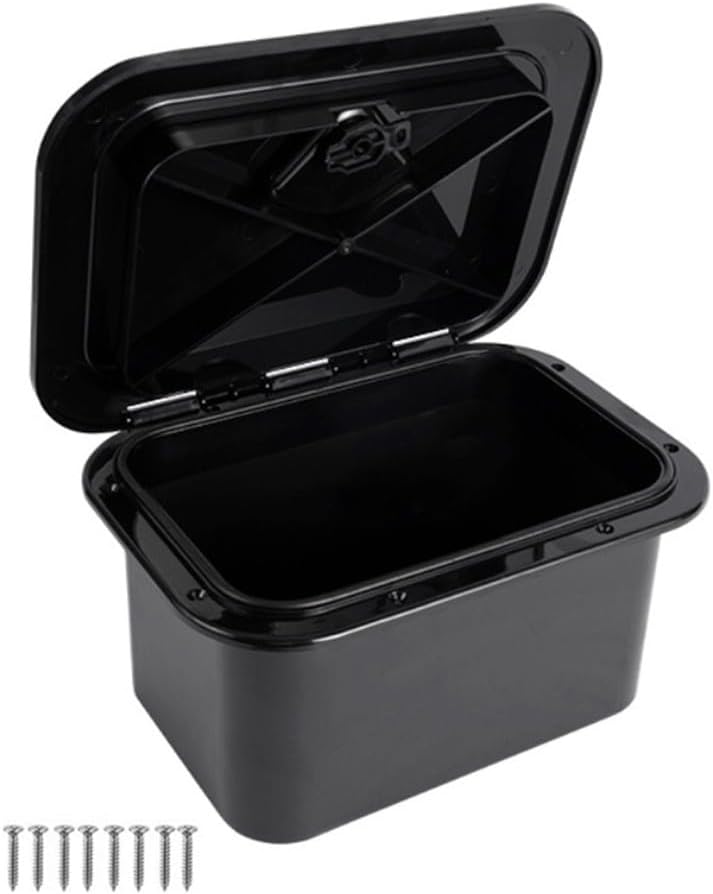 Marine Deck Storage Box With Water-Resistant Seal, ABS Construction, 37.5 X 27 X 17.5 Cm, For Boats, Yachts, And Fishing Tackle Organization(Black)