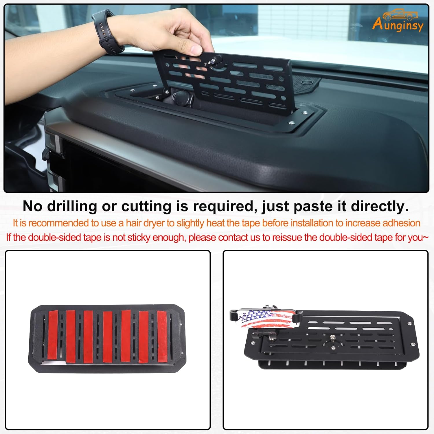 Aunginsy Center Console Dash Storage Tray Compatible with Toyota Tundra/Sequoia 2022-2024 Car Dashboard Storage Box Organizer Holder Tray Dash Storage With Phone Holder Insert Mounted Tray Accessories