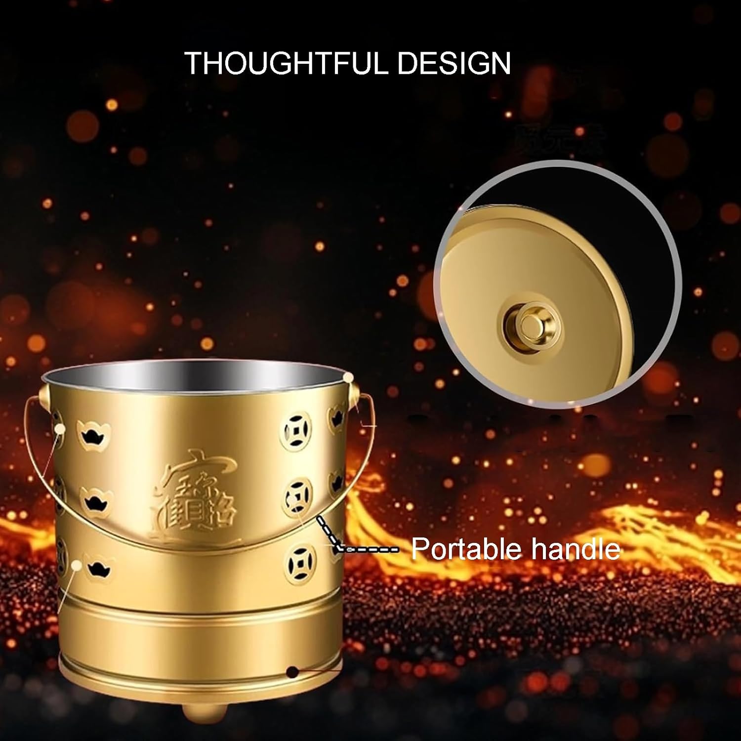 Paper Burner, Stainless Steel Burn Barrels with Fire Hook, Garden Fire Pit Cage for Burning Garbage Leaves Yard and Waste Debris Paper(48cm)