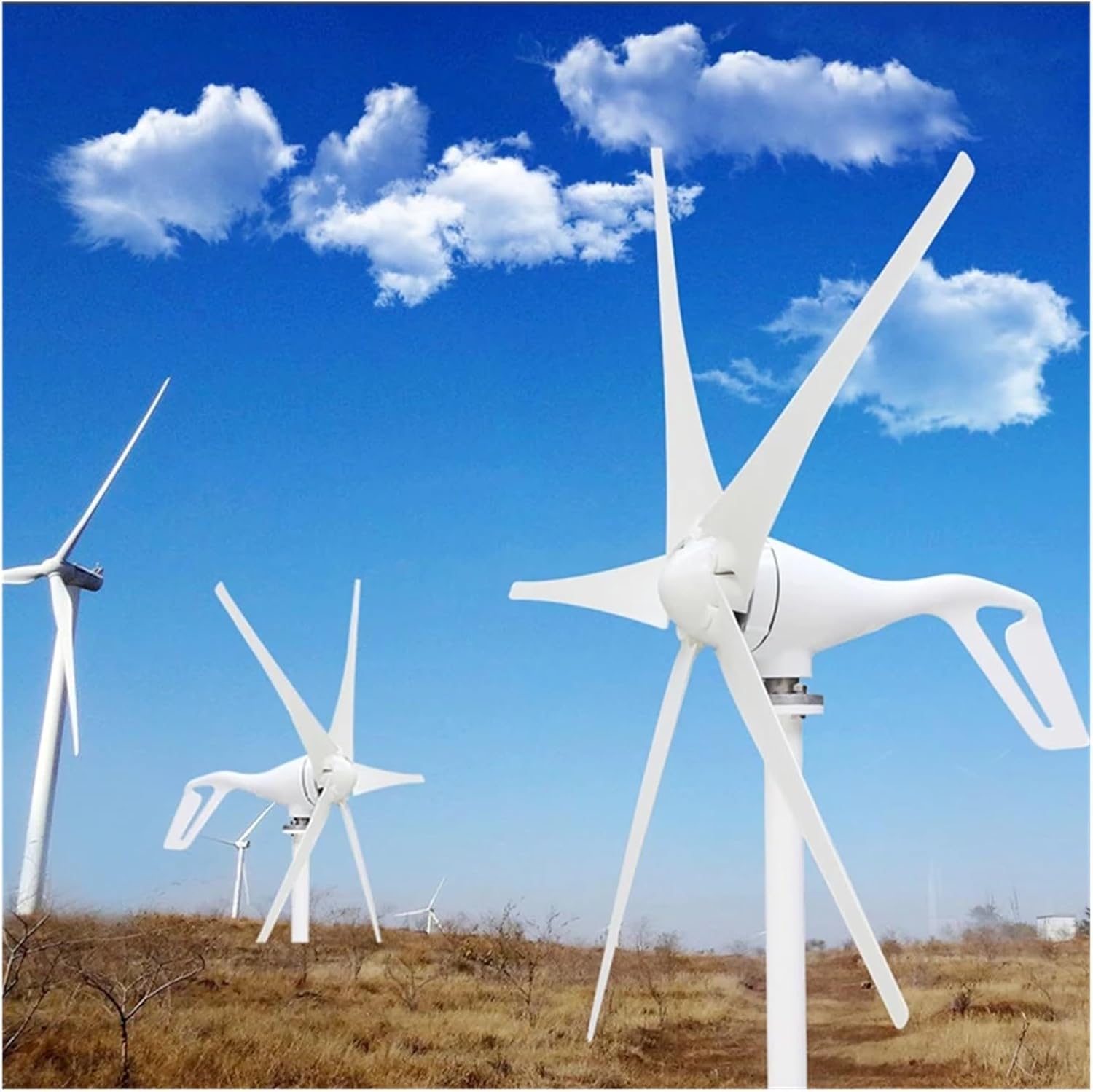 Wind Turbine Generator Kit, 300W Wind Generator 3 Or 5 Blades 12V 24V for Home Use and Monitoring Low Noise Wind Turbine for Hybrid Solar Wind System(5 Blades,24V)