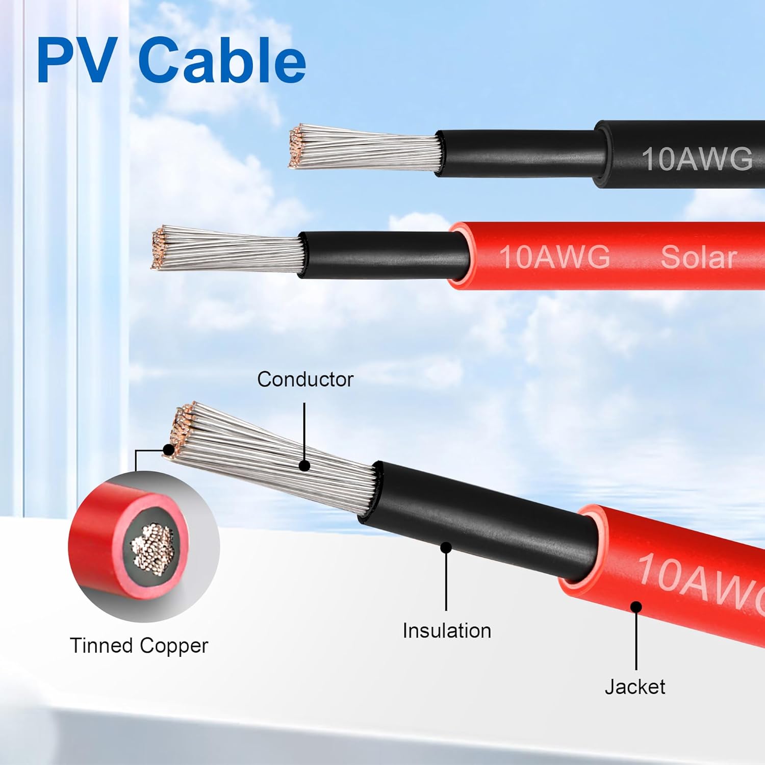 10AWG 15FT XT60 Extension Cable +30 FT 10AWG Solar Panel Extension Cable