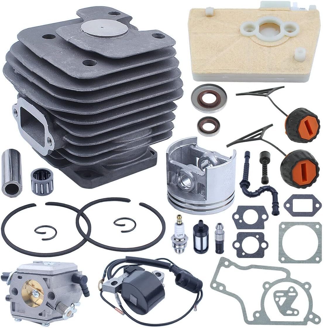 Replace Parts for Machine for Stjhl 038 MS380 Chainsaw 52mm Cylinder Piston Carburetor Ignition Coil Kit