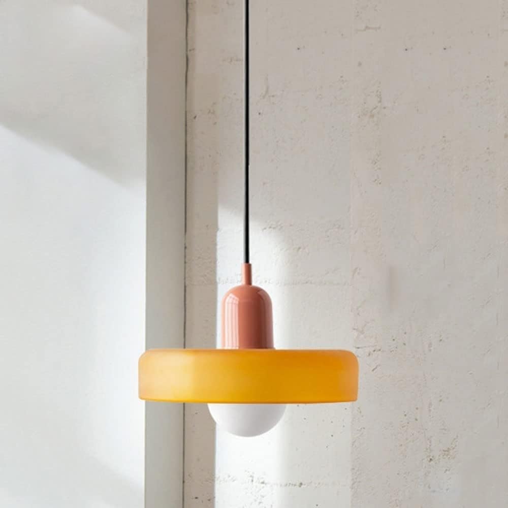 LED Glass Hanging Lamp Modern Living Room Bedside Illumination Suspension Light Minimalist Pendant Lamp for, Bedrooms, Restaurant, Cafe, Study Room, Corridor(Orange,22 * 35CM)
