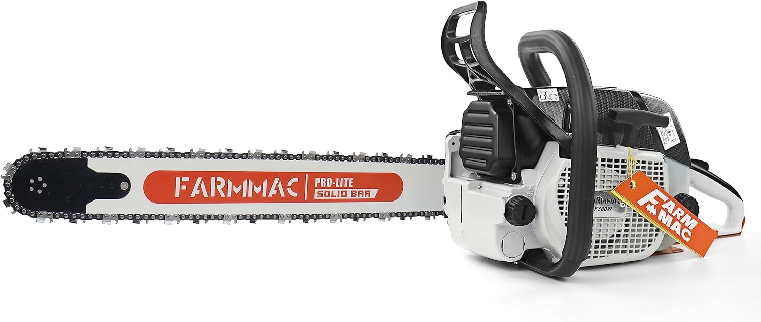 FARMMAC F380W Gas Chainsaw with 28 Inch Advance Bar, 72cc 2-Cycle Gasoline Power Chain Saws, 3.6KW 4.8HP for Professional Logging Work, Power Chain Saw All Parts Compatible with MS381 MS380 038