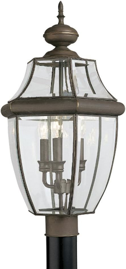 Generation Lighting 8239-71 Lancaster Traditional Three - Light Outdoor Light Post Outside Fixture, Antique Bronze Finish
