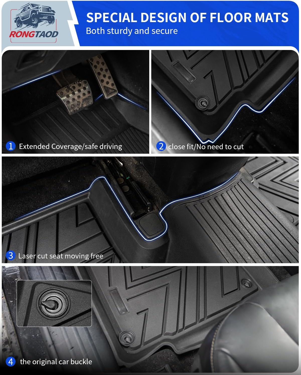 Rongtaod Floor Mats Compatible with 2019-2023 Jeep Cherokee Trunk Mat Cargo Mat Cargo Liner All Weather Trunk Liner 2022 Jeep Cherokee Accessories (Trunk Mat+Floor Mats)