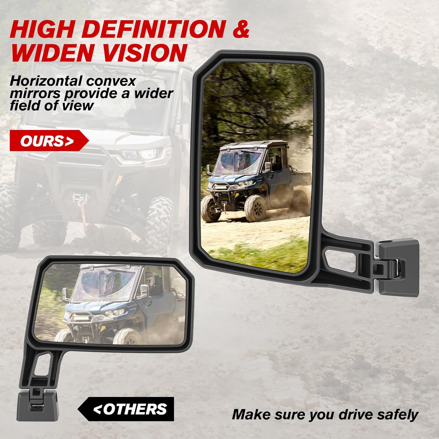 Side Mirrors for Can-Am Defender, Adjustable Side Rearview Mirror for Can-Am Defender HD5 HD7 HD8 HD9 HD10 2016-2025 Accessories, Fit with No Door & Half Door & Full Door, Replace #715008100
