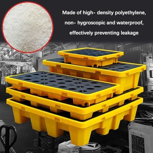 Oil Drum Tray,Lightweight Nestable Floor Pallets Drum Spill Containment Platform Leak-Proof Plastic Pallet Forklift Trucks Pallet Oil Drum Leakage Tray(130 * 68 * 15cm)