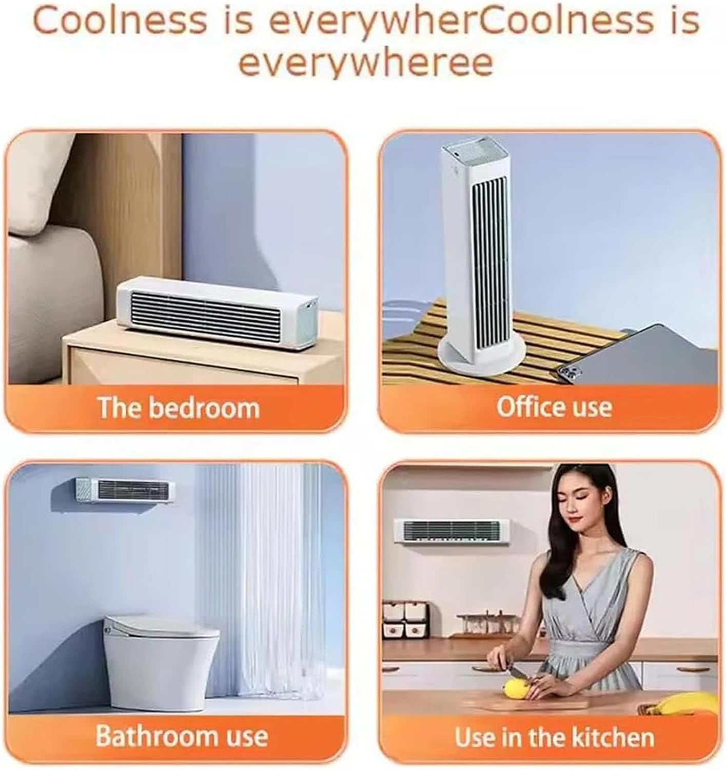 Portable Wireless Air Conditioner Fan, No Drilling Wall Mounted Cooling Fan, 3 Speed Air Cooler for Bedroom, Office, Home, Car with Instant 10s Cooling(Blue,Blue)