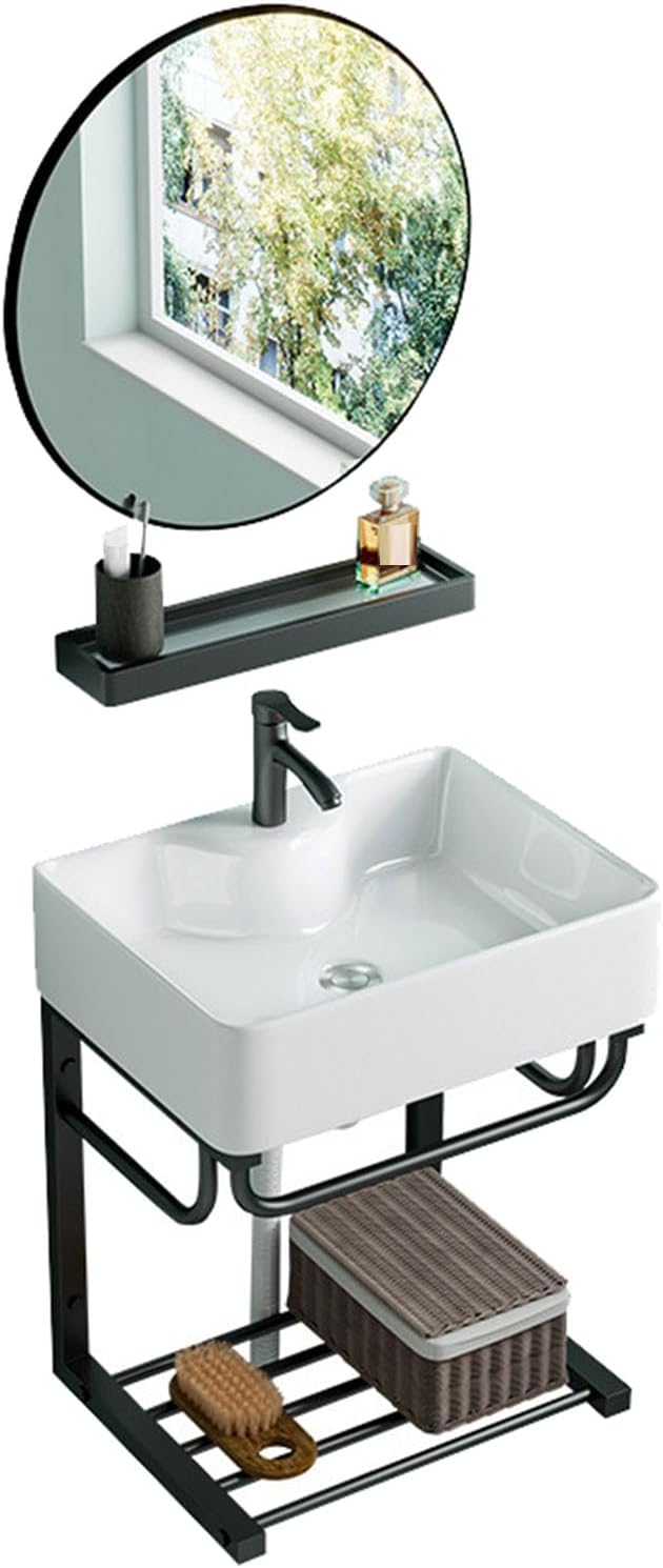 Corner Sink with Bracket, Wall Mount Vessel Sink, Bathroom Sink for Home, Bathroom, Restaurant, Indoor, Office Building, School,White,White-