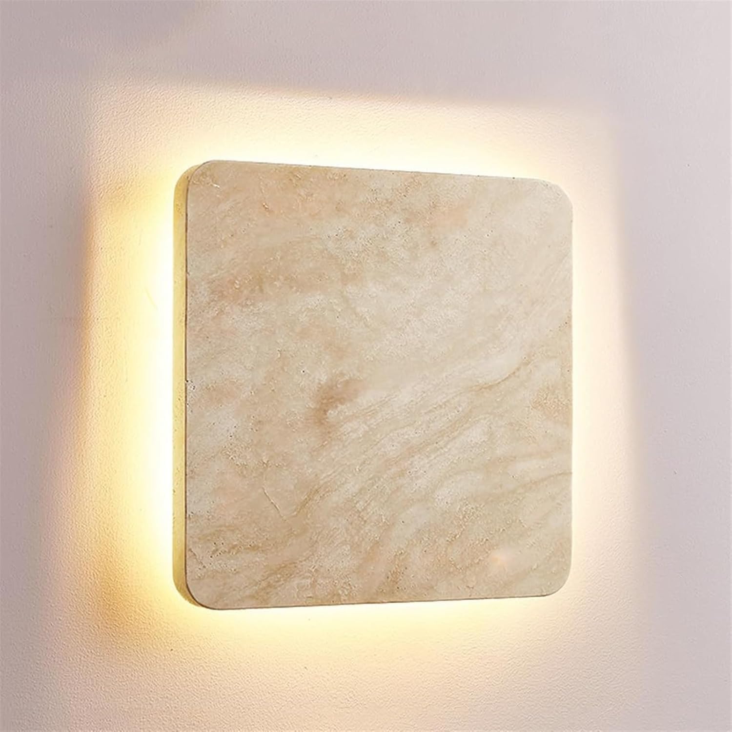 Outdoor Lighting Outdoor Marble Wall Light Exterior Waterproof Wall Mount Lamp Square Natural Stone Modern LED Wall Sconces Front Porch Lighting Fixture for Patio Fences Door Garage Outside Hotel Corr