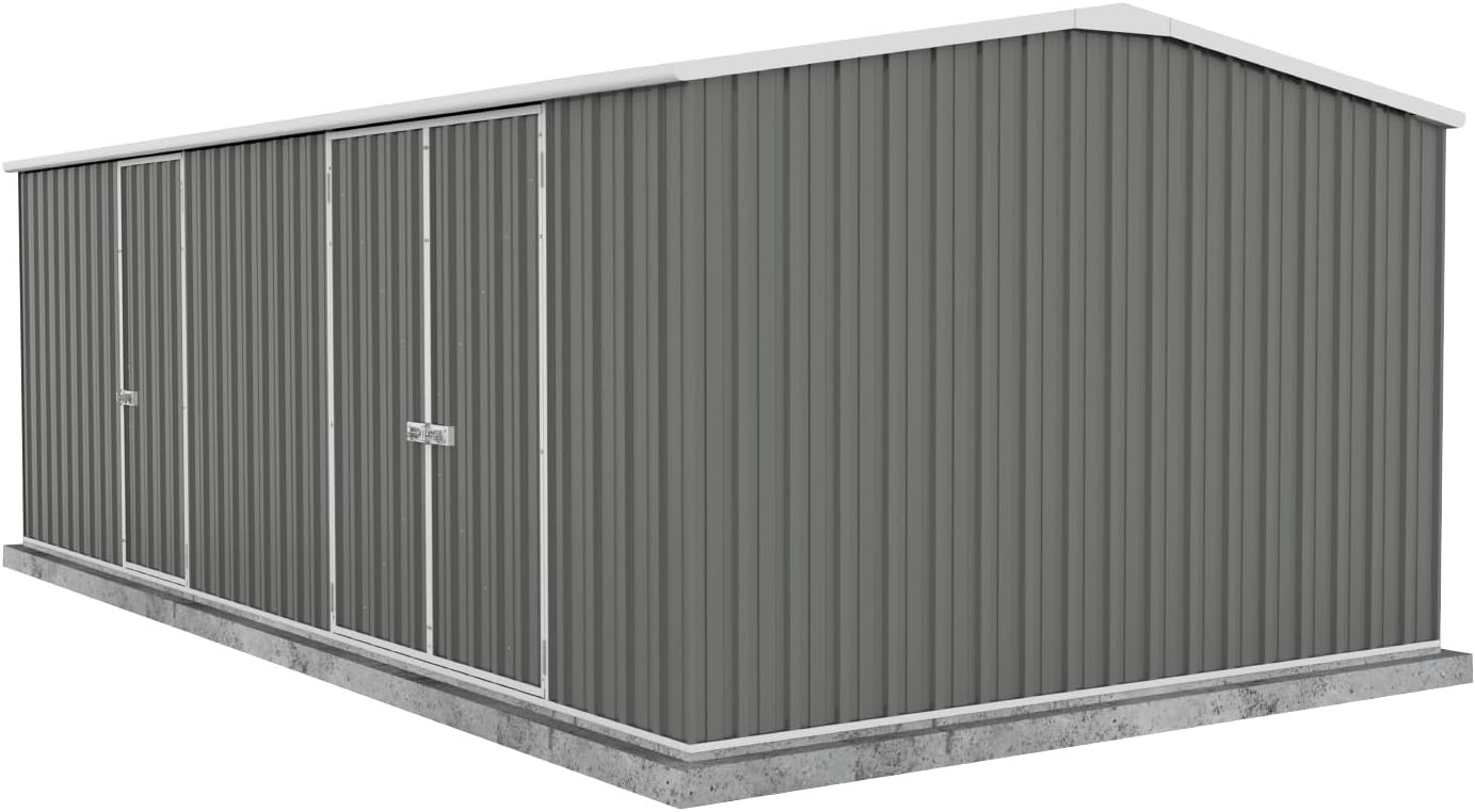 Absco Workshop 20 Ft. x 10 Ft. Metal Storage Shed DIY Galvanized Steel Sheds for Lawn Mower, Equipment, Workbench, Tools, Garden in The Yard, Garden, Patio, Outdoor Storage (Woodland Gray)