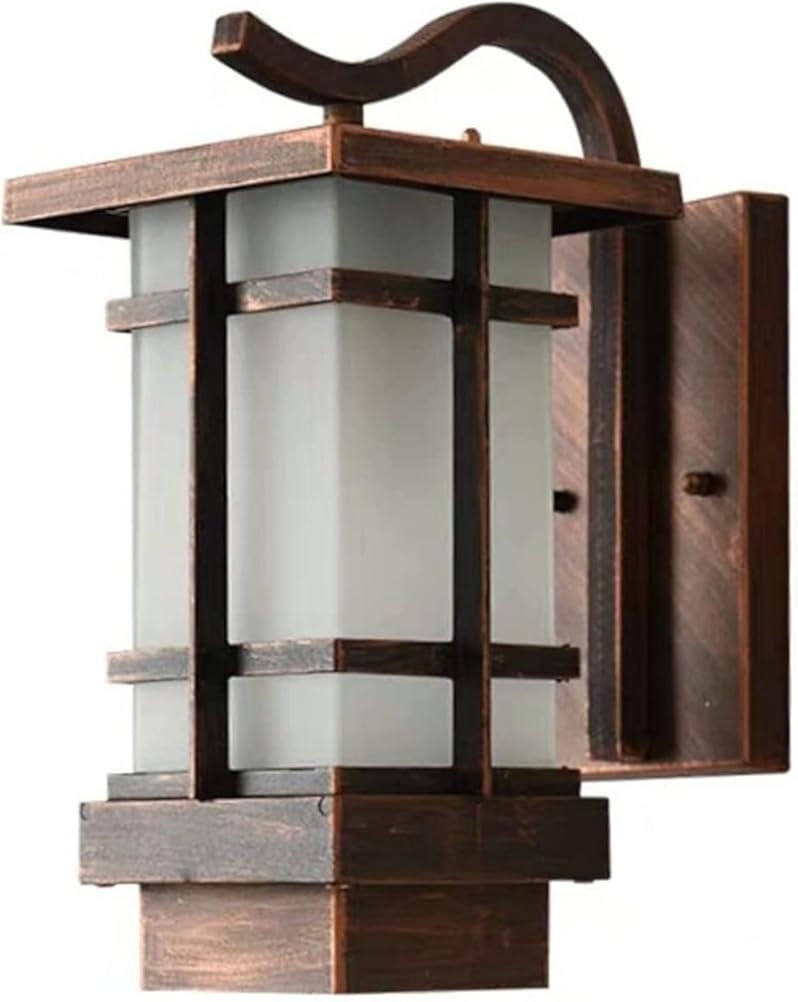 Outdoor Wall Lights Iron Metal Lamps Glass Lampshade Garden Porch Waterproof Mount Light for Living Room Sconce (Color Bruin Size 2pcs)