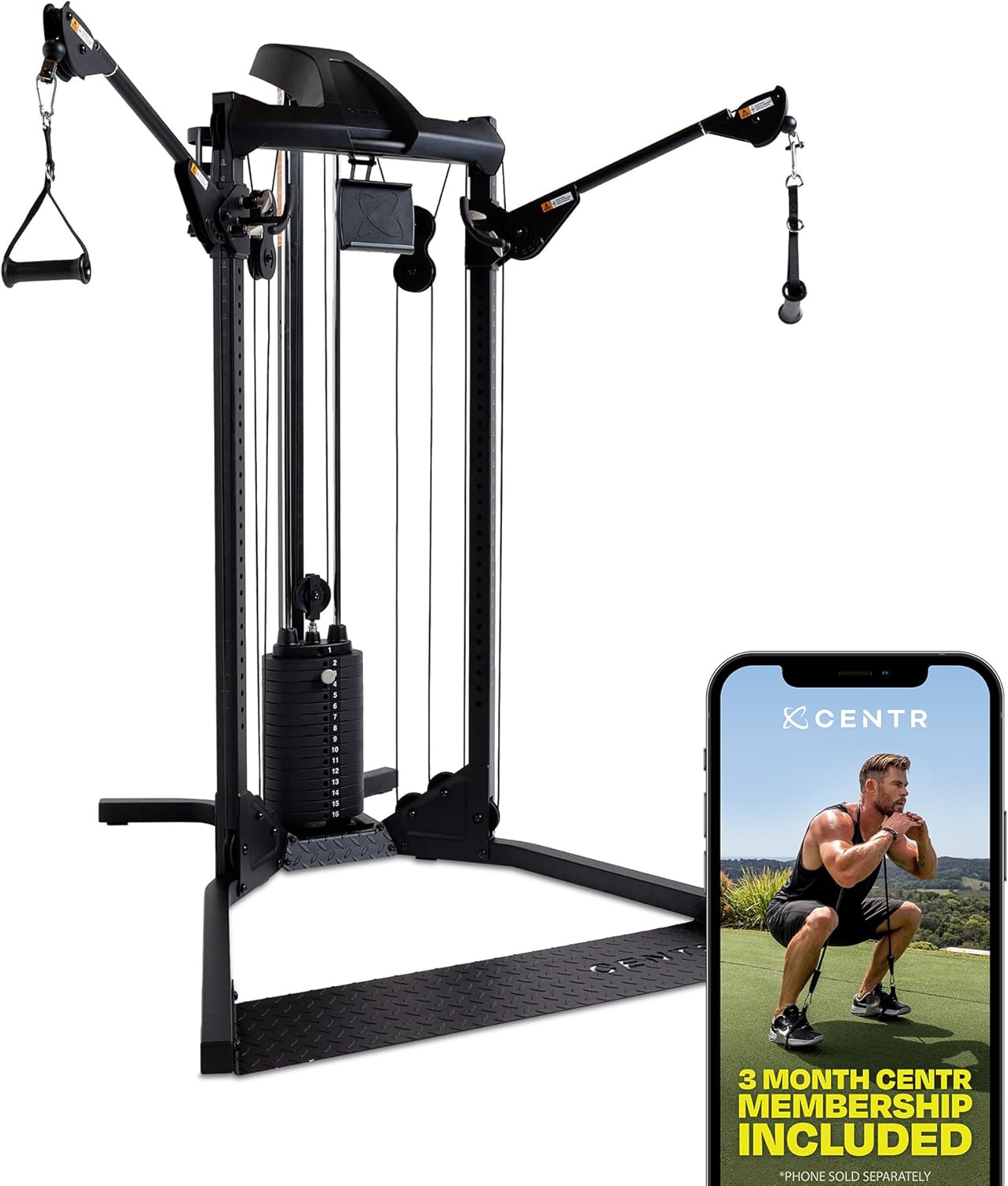 Centr Home Gym Functional Trainer - Multifunctional Cable Machine Home Gym System - Workout Weight Machine for Strength Training - Full Body Compact Exercise & Fitness Equipment Set