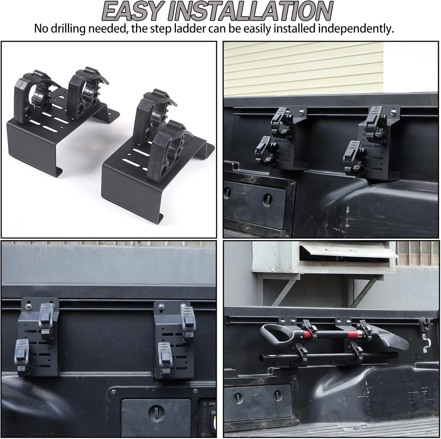 Lcojicep Truck Bed Rail Side Mount Holder Compatible with Tacoma 2016-2023，Bed Rail Modular Accessory Mount for Shovels, Recovery Boards, Other Accessories