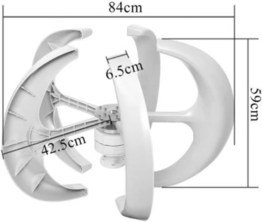 Wind Turbine, Vertical Wind Turbine Windmill 1000W 12v 24v Low Noise Wind Speed Start Rotation Free Energy with MPPT Charge Controller(White,Turbine ONLY_12V)