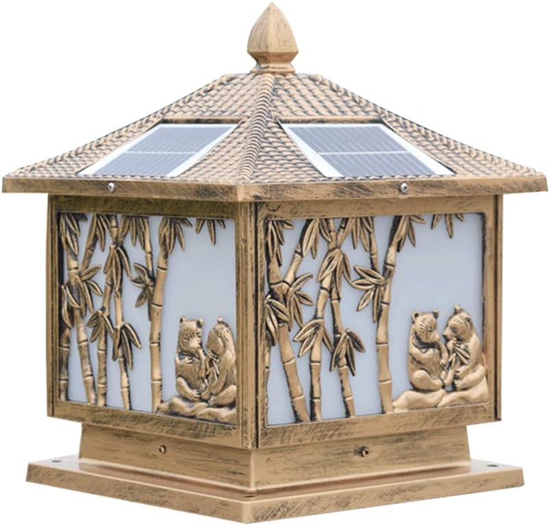 Modern Patio Solar Pillar Lights Outdoor Post Lights Fixture Waterproof LED Post Lamp Fixture Square Acrylic Shade for Garden Park Decor Wooden Posts Deck Fence Patio