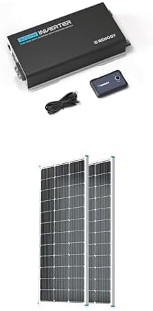 Renogy 12V 3000W Pure Sine Wave Inverter with Automatic UPS Transfer Switch and Built-in Bluetooth + 2PCS Mono Solar Panels 100 Watt 12 Volt, Power Charger for RV Marine Rooftop Farm Battery