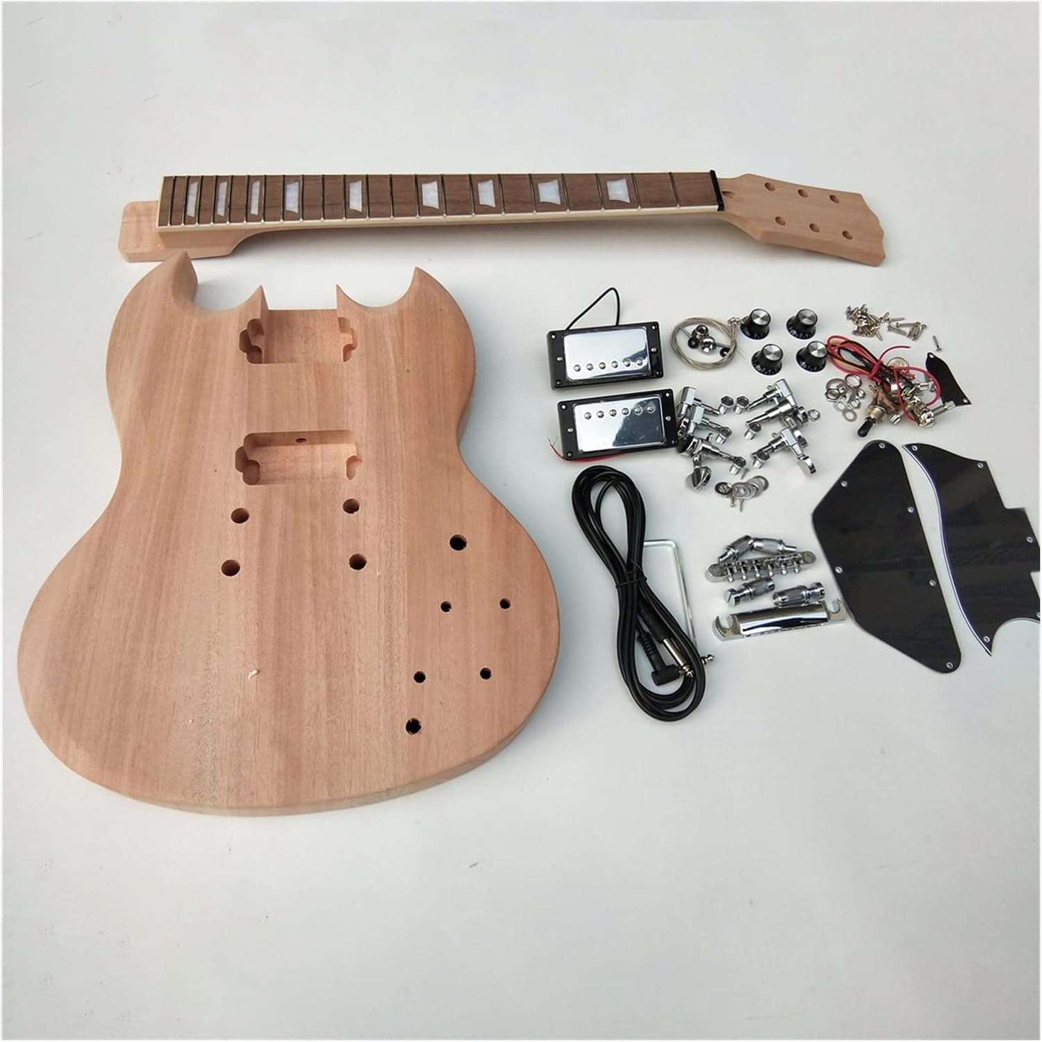 TSTS Semi-Finished DIY Electric Guitar Kit Mahogany Body with All Hardware Unfinished Electric Guitar Kit