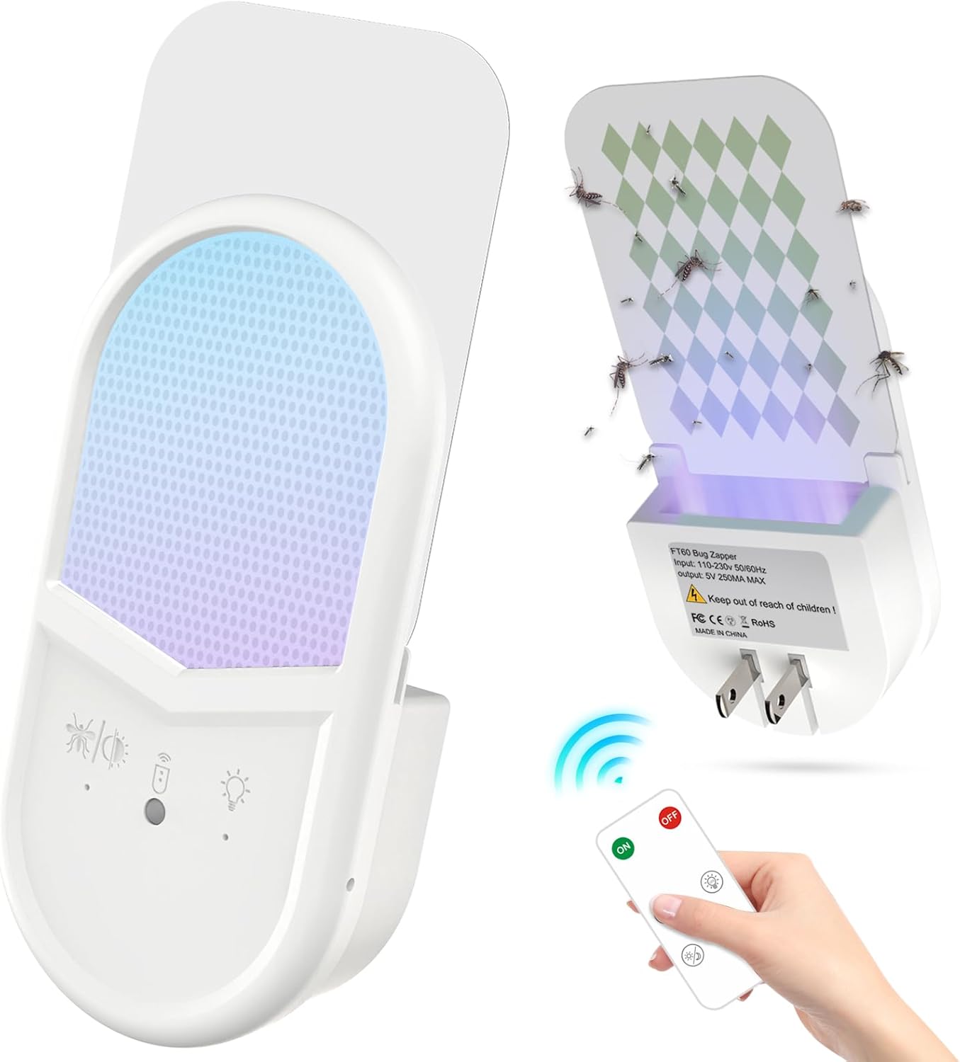 Fruit Fly Traps for Indoors, Plug in Fly Trap Indoor, 900 Sq Ft Protection Area, 6 Color Light Indoor House Bug Catcher with RC for Flying Insects Gnats Fruit Flies (4 Device+28 Refills)